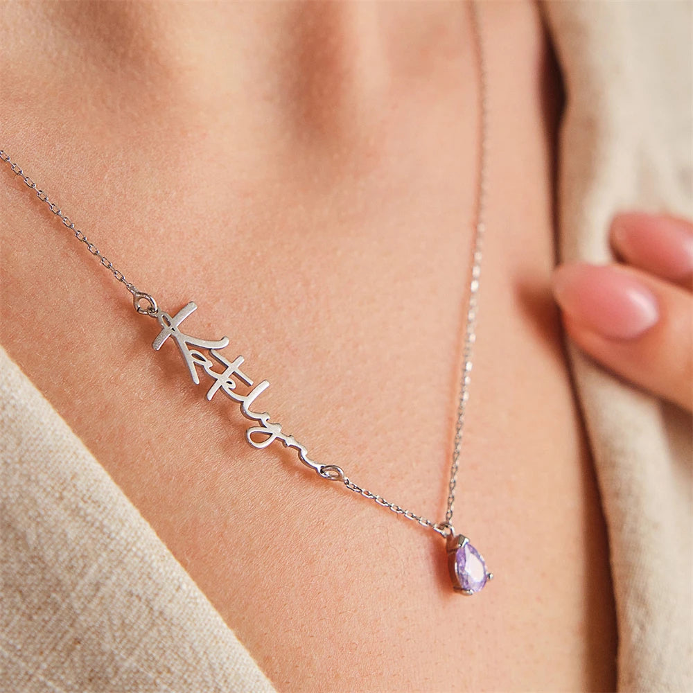 BIRTHSTONE WITH CUSTOM GE'EZ NECKLACE