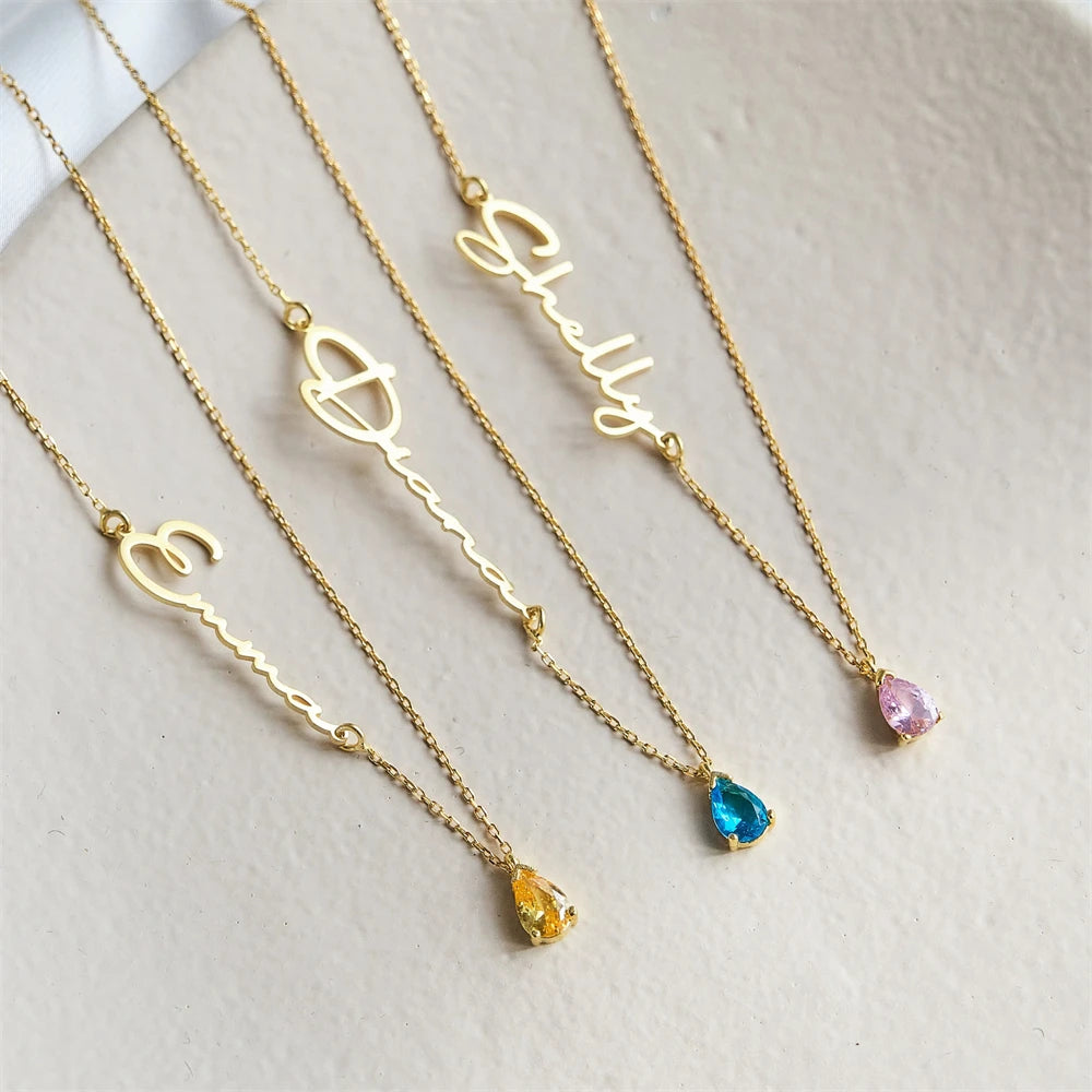 BIRTHSTONE WITH CUSTOM GE'EZ NECKLACE