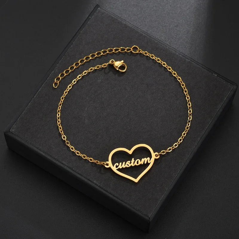 Custom Ge’ez Script Heart Anklet or Bracelet