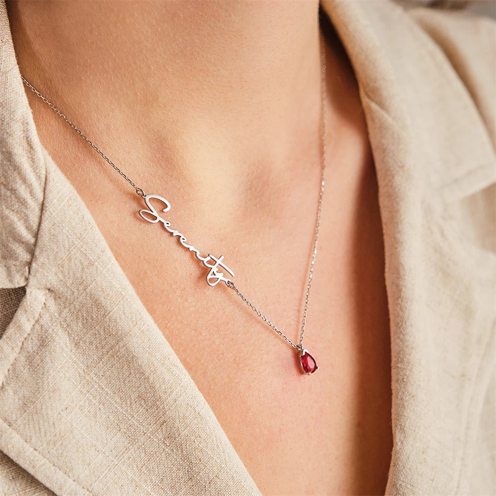 BIRTHSTONE WITH CUSTOM GE'EZ NECKLACE