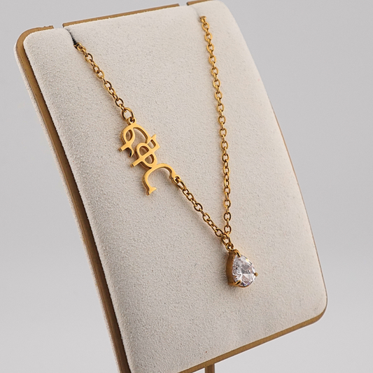 BIRTHSTONE WITH CUSTOM GE'EZ NECKLACE