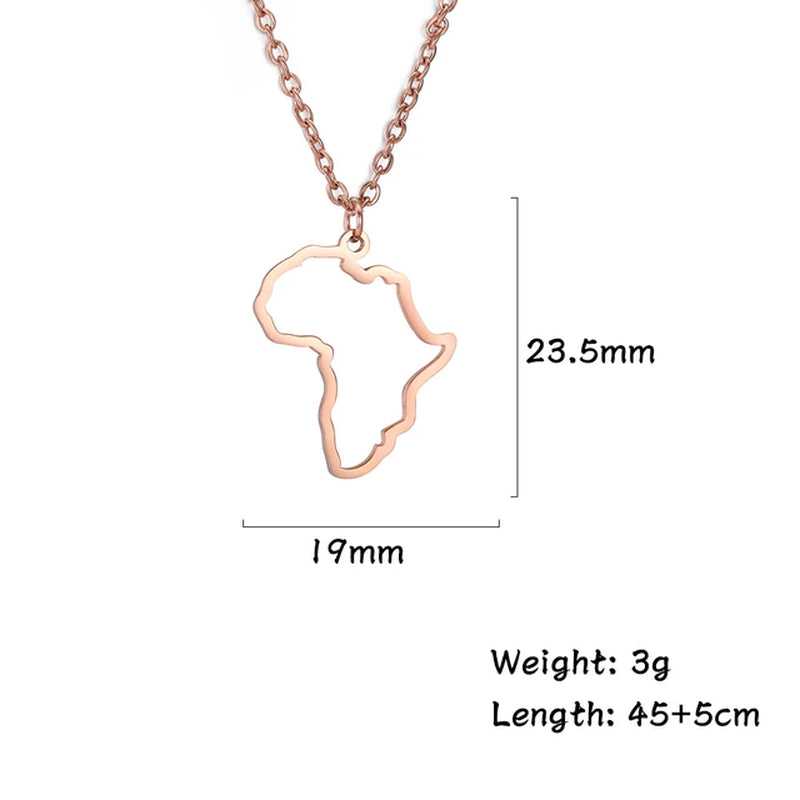 Africa Necklaces for Women Men Stainless Steel South African Map Necklace Choker Chain Hollow Map African Jewelry Gifts