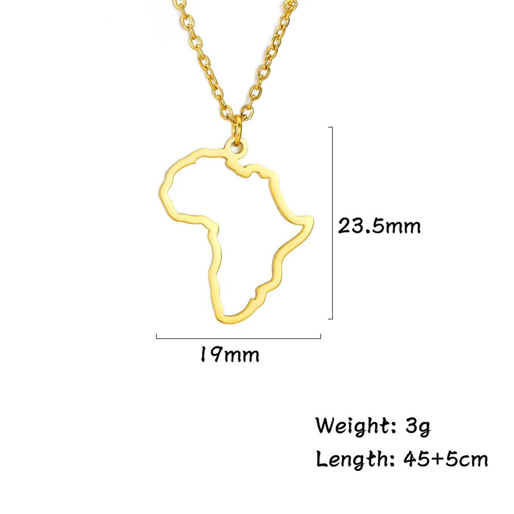 Africa Necklaces for Women Men Stainless Steel South African Map Necklace Choker Chain Hollow Map African Jewelry Gifts